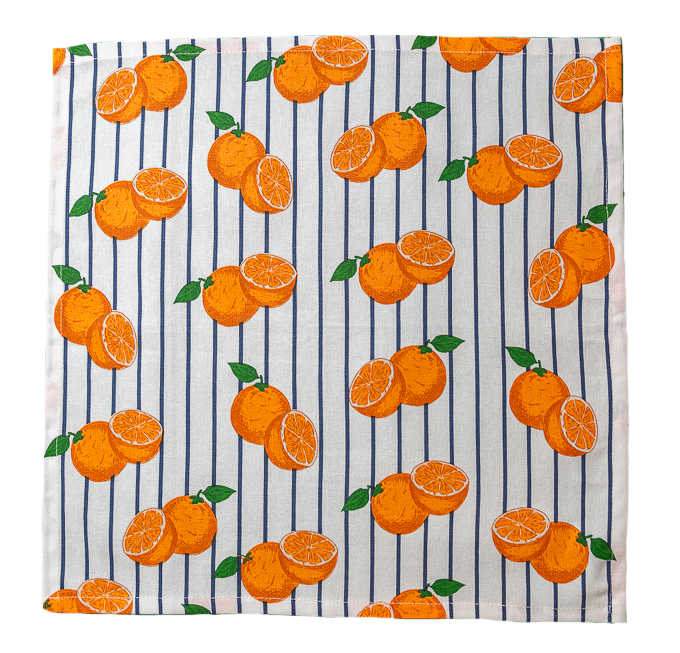 Striped Orange Cotton Napkin Set (Set of 4)