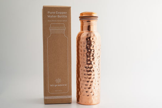 Traditional Hammered Dimple Copper Water Bottle |  950ml