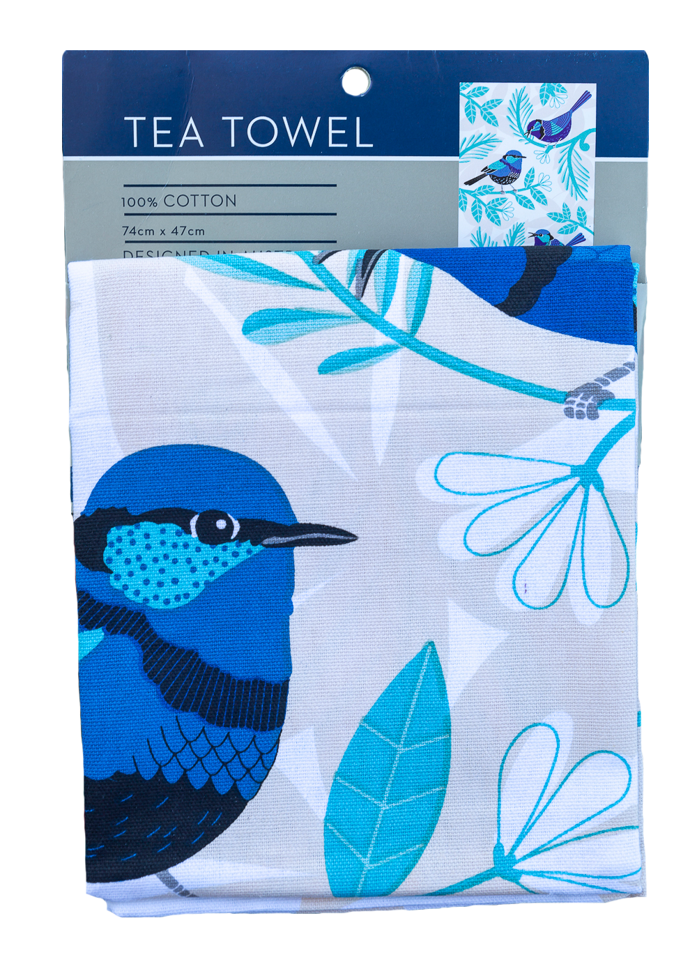 Blue Wren Cotton Tea Towel